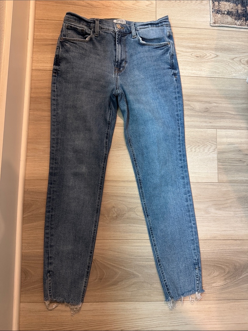 Kensie Split-Tone Skinny Jeans in Dark and Light Blue